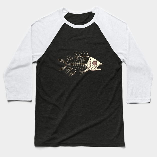 Fish Skeleton Baseball T-Shirt by TheMaskedTooner